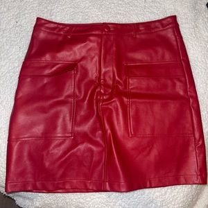 Red faux leather skirt! Great condition!